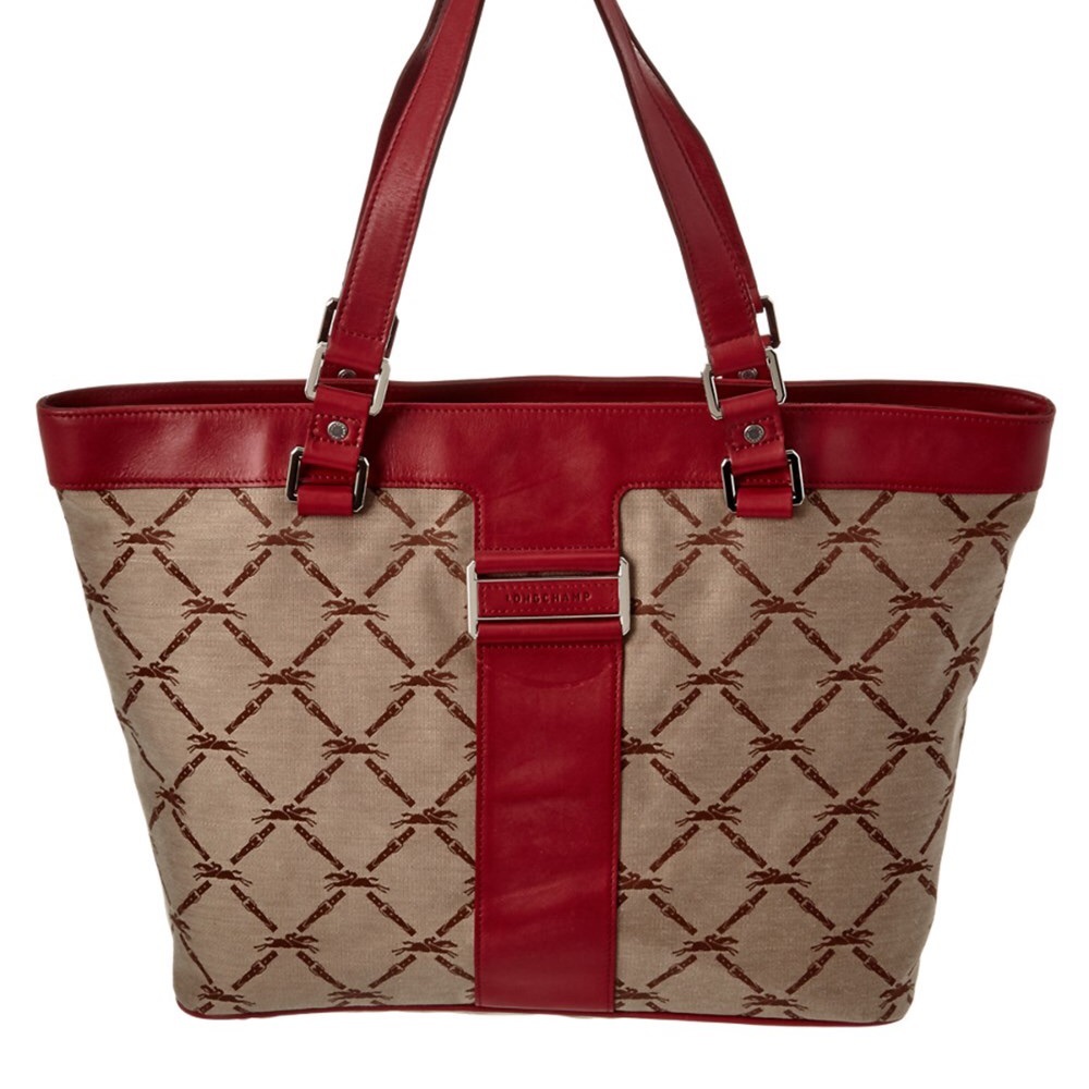 Longchamp Lacquard and Leather Tote